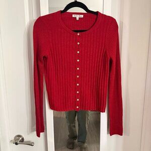 Alex Mill Red Ribbed Button Front Cardigan – Size Medium